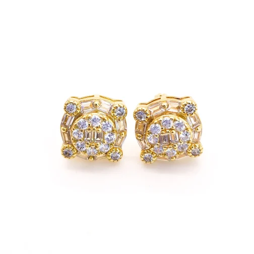 Icy 925 Micro Pave Earring 14K Gold Finish